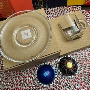 Nespresso Expresso glass cup & saucer